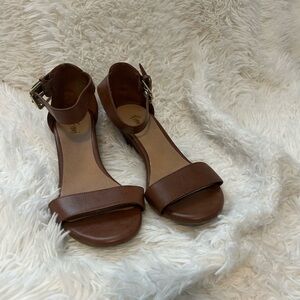 FIONI Brown Wedge Sandals with Buckle